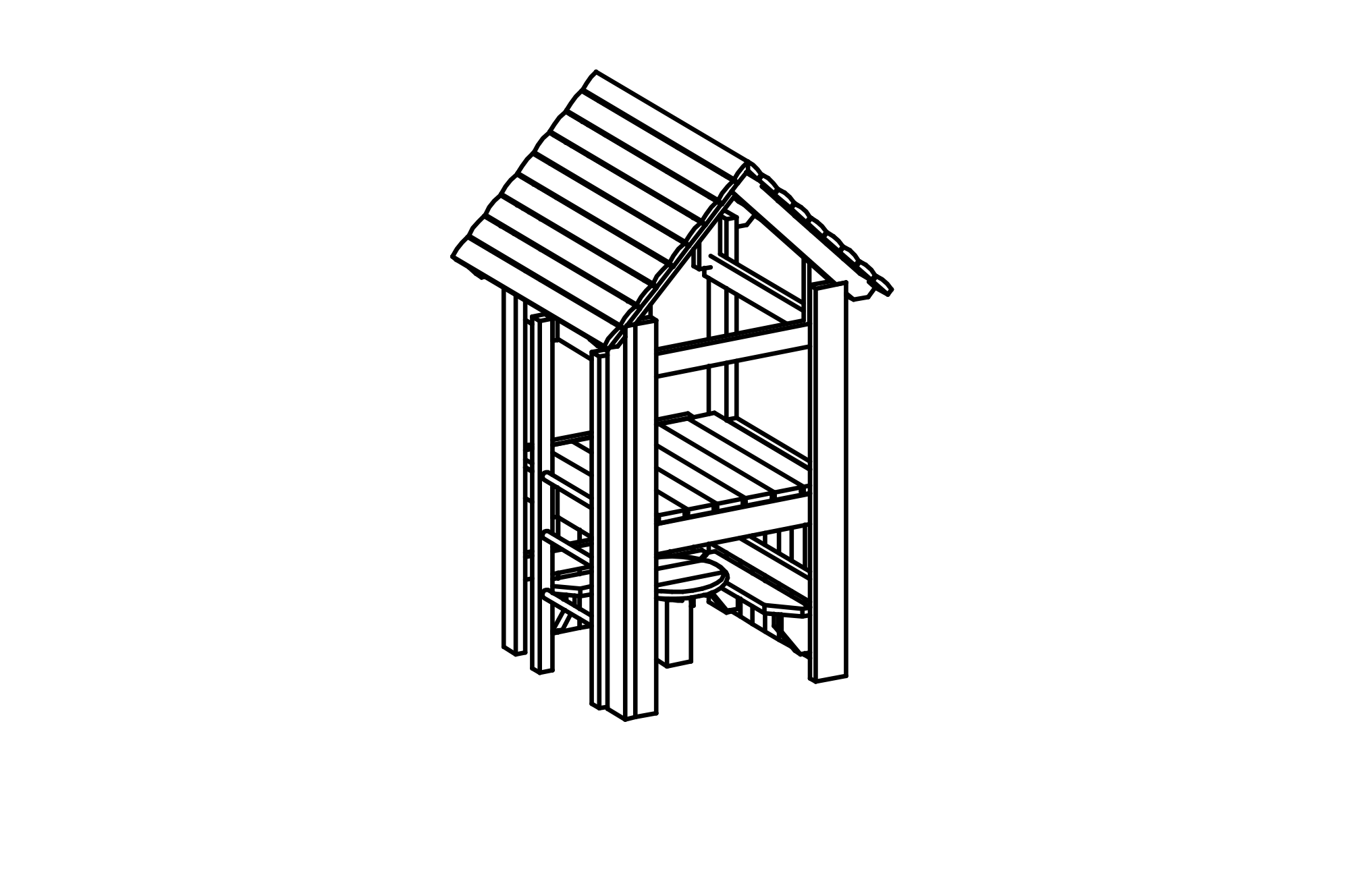 Small Platform Hut with furniture 