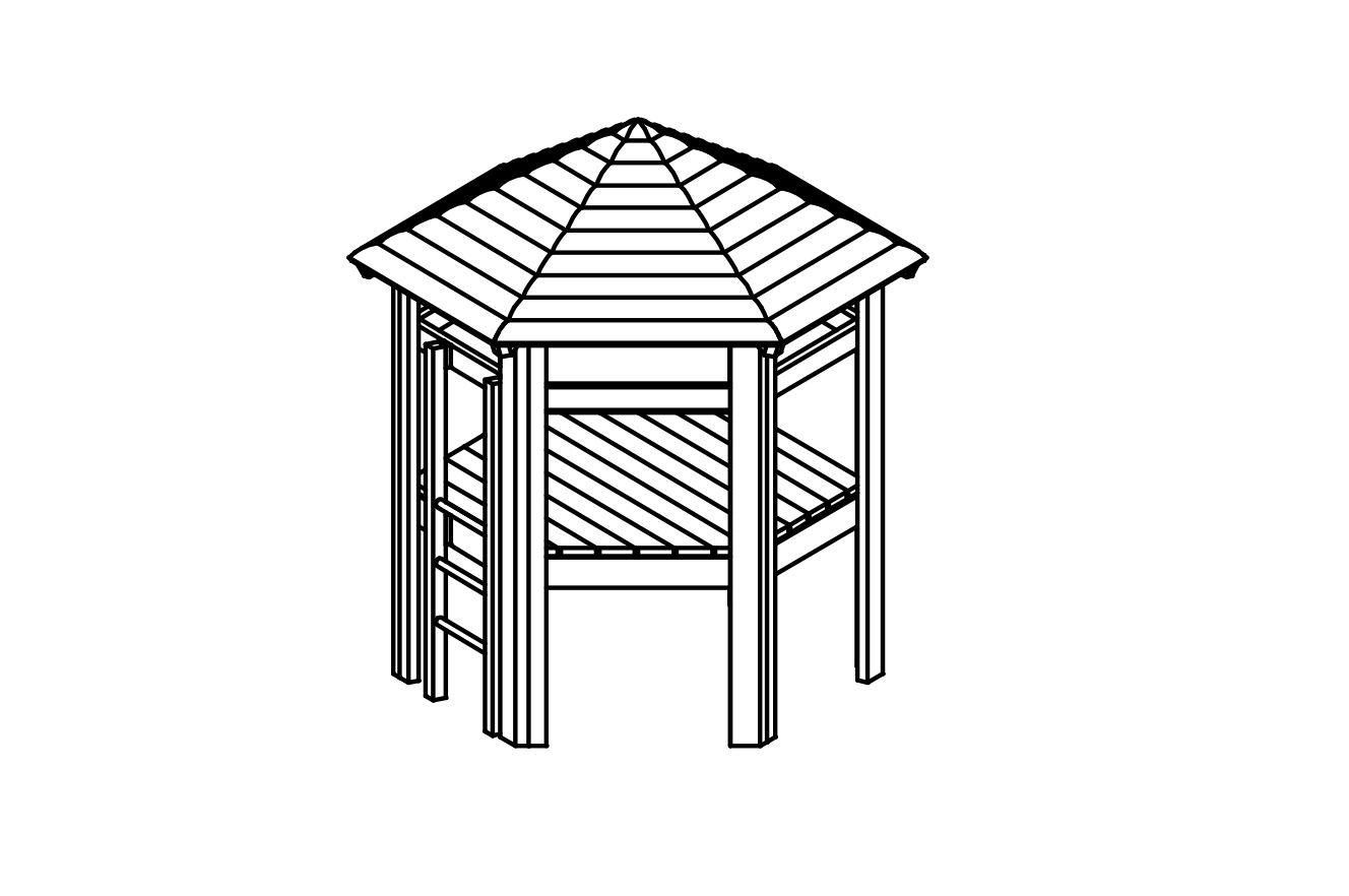 Small Hexagonal Hut with roof