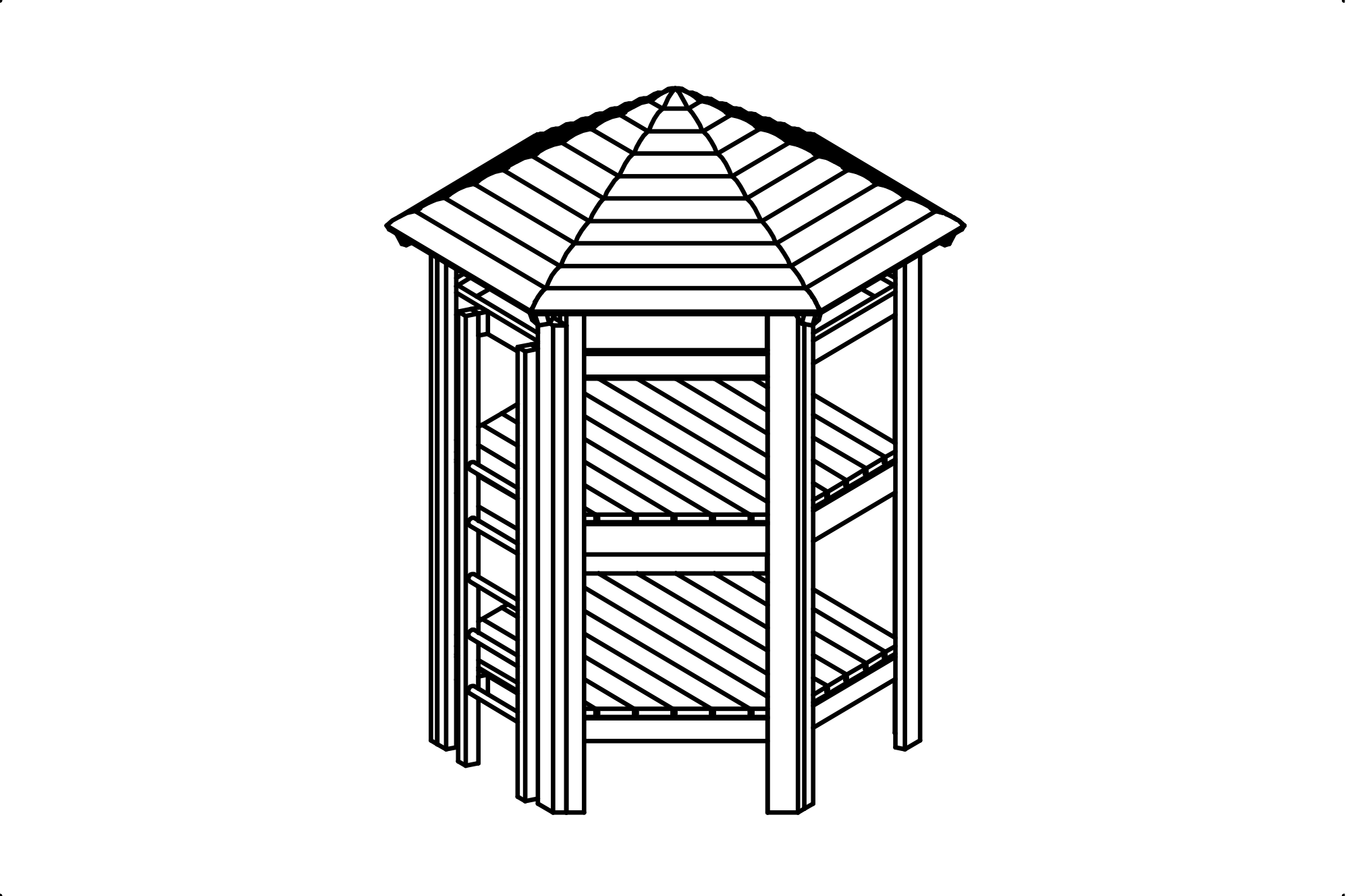 Hexagonal Hut with roof