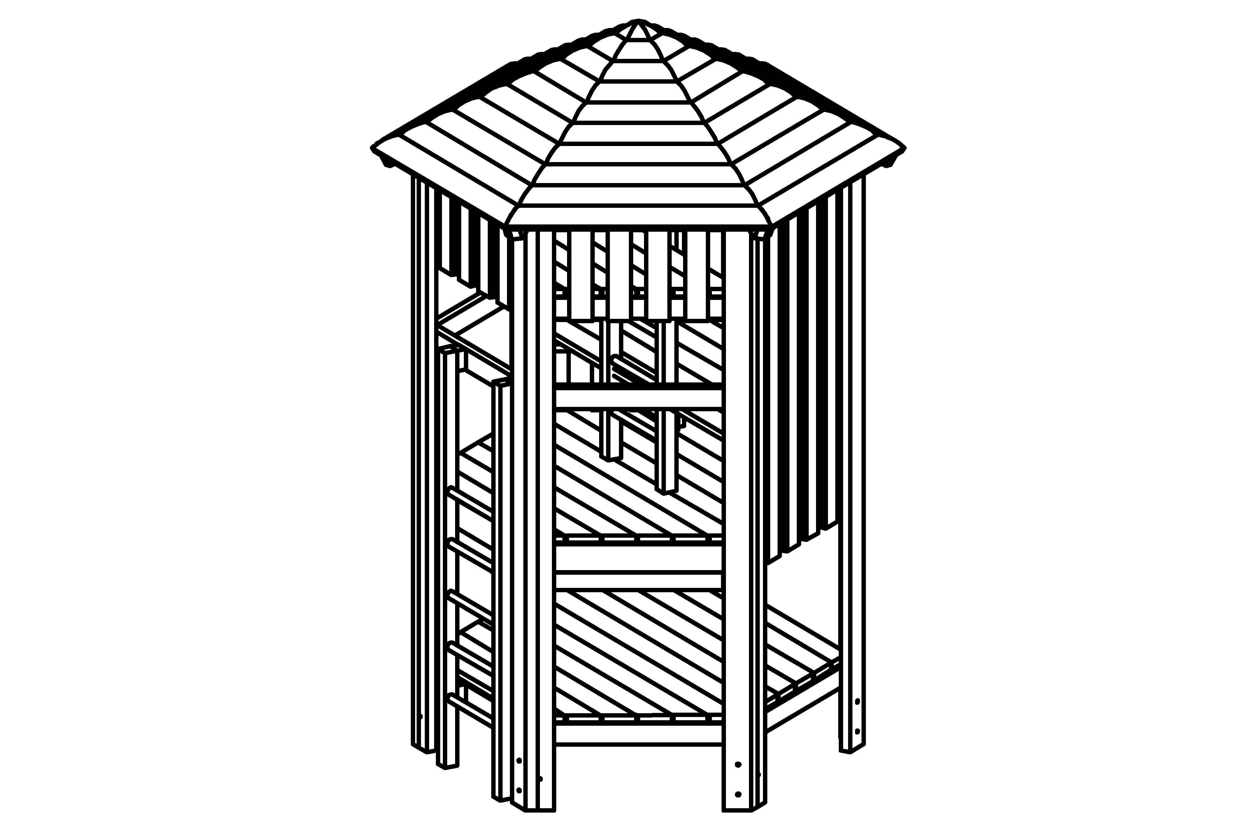 Big Hexagonal Hut with roof