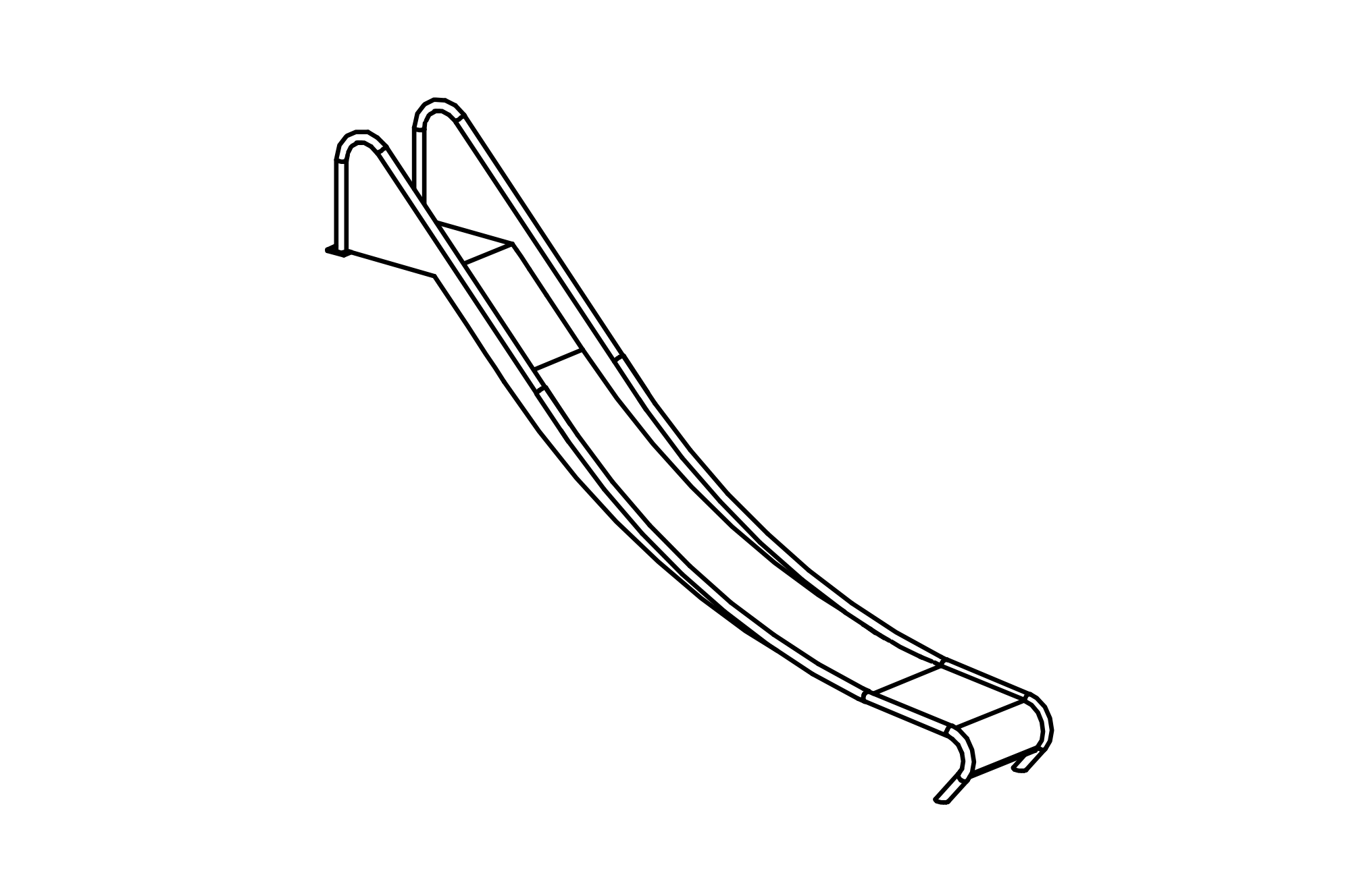 Stainless Steel Slide, width = 0.45 m, height = 1.50 m