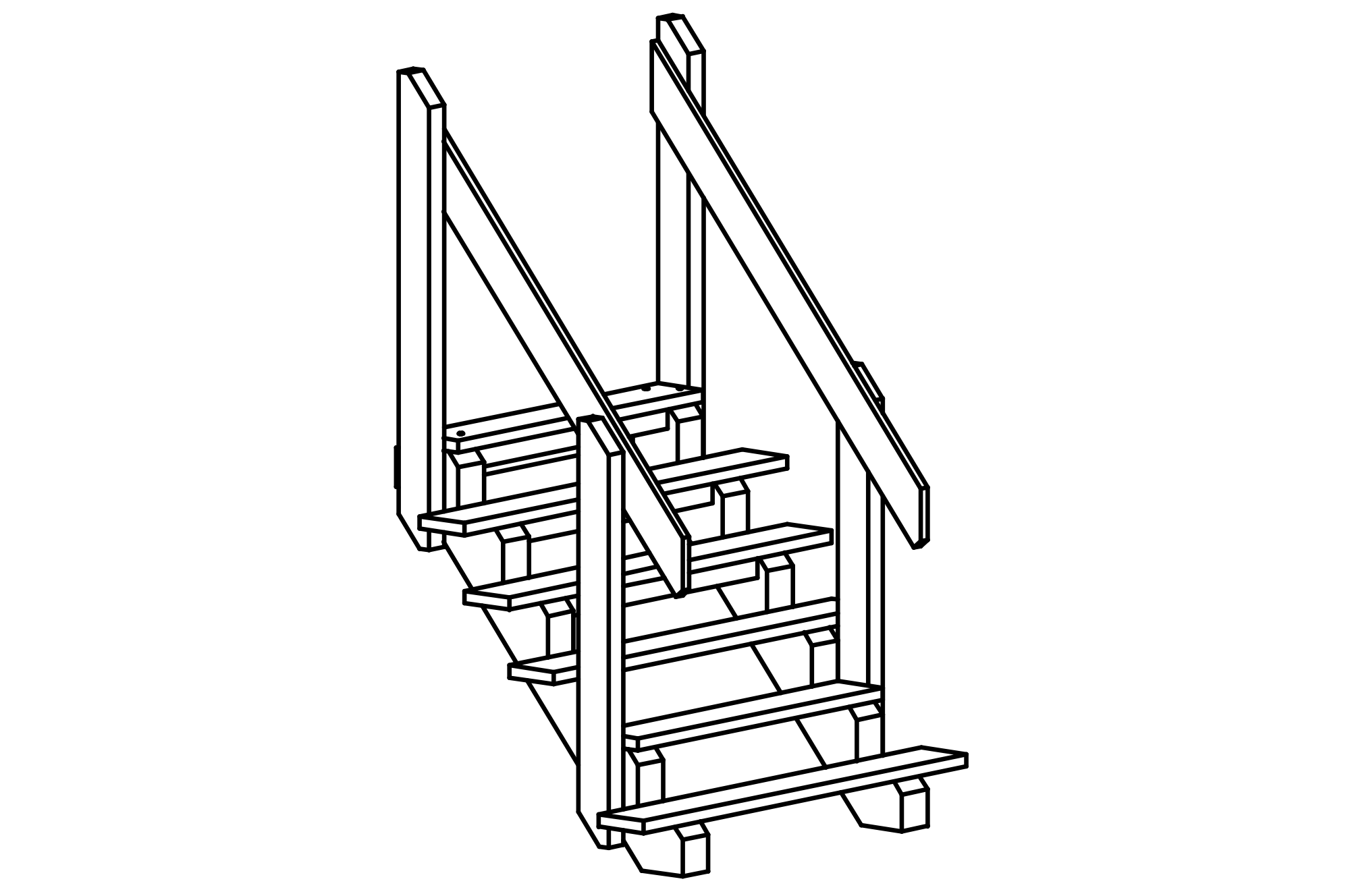 Stairs, attachment height = 1 m, width = 1.20 m