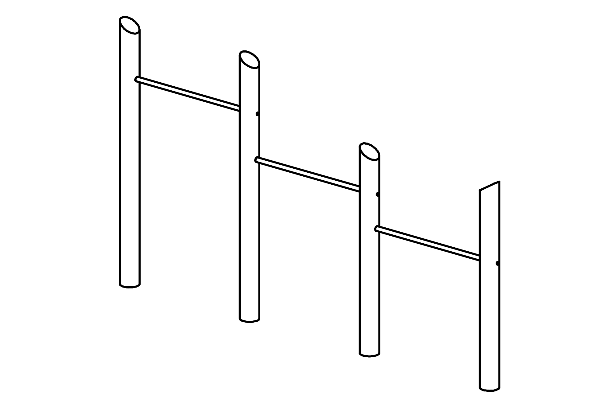 Horizontal Bar  in different heights, grip bars of stainless