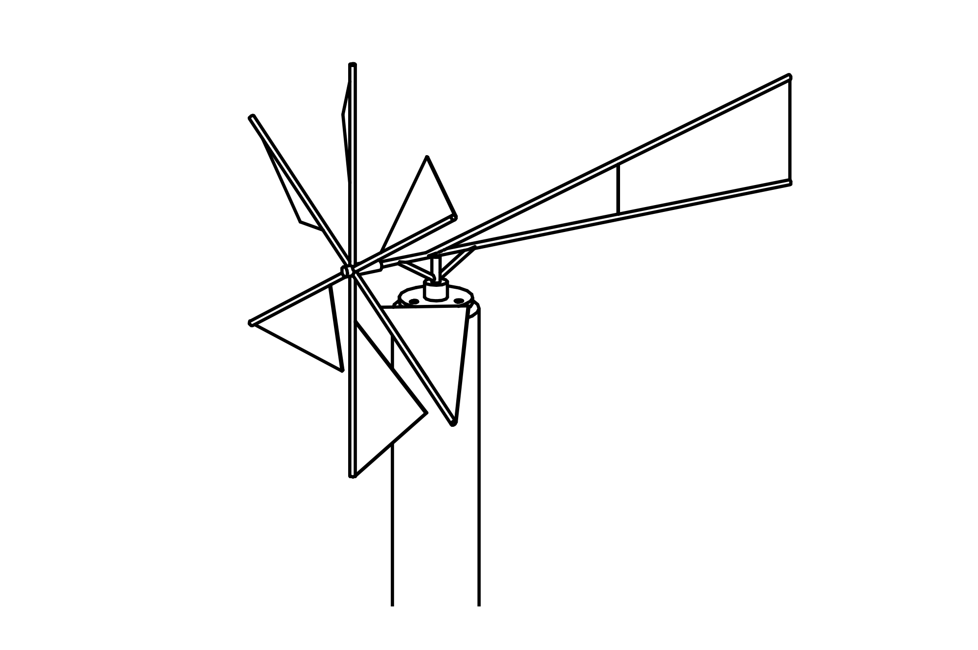 Light Windmill, coloured, with wooden post