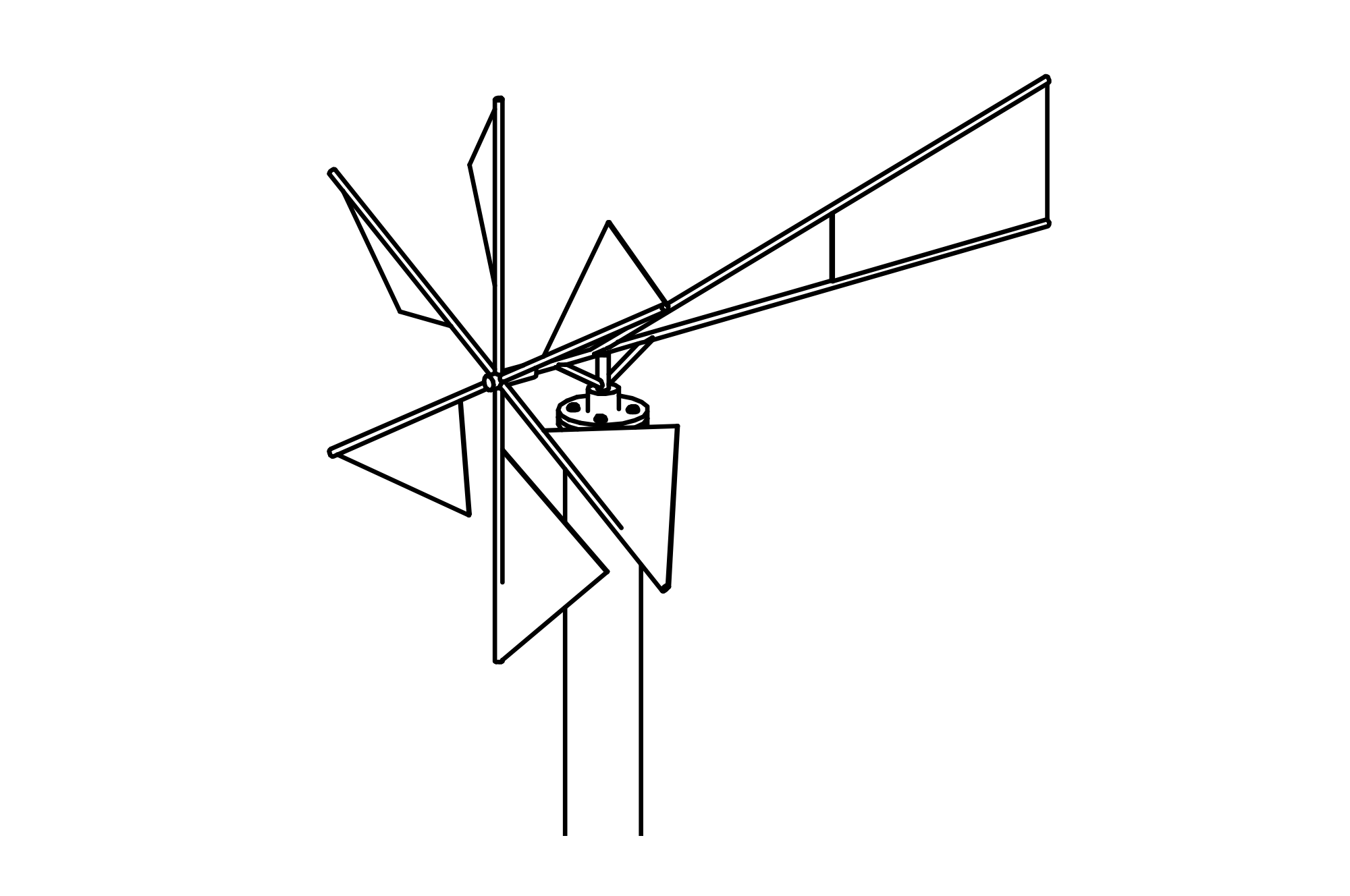 Light Windmill, coloured, with galvanised post