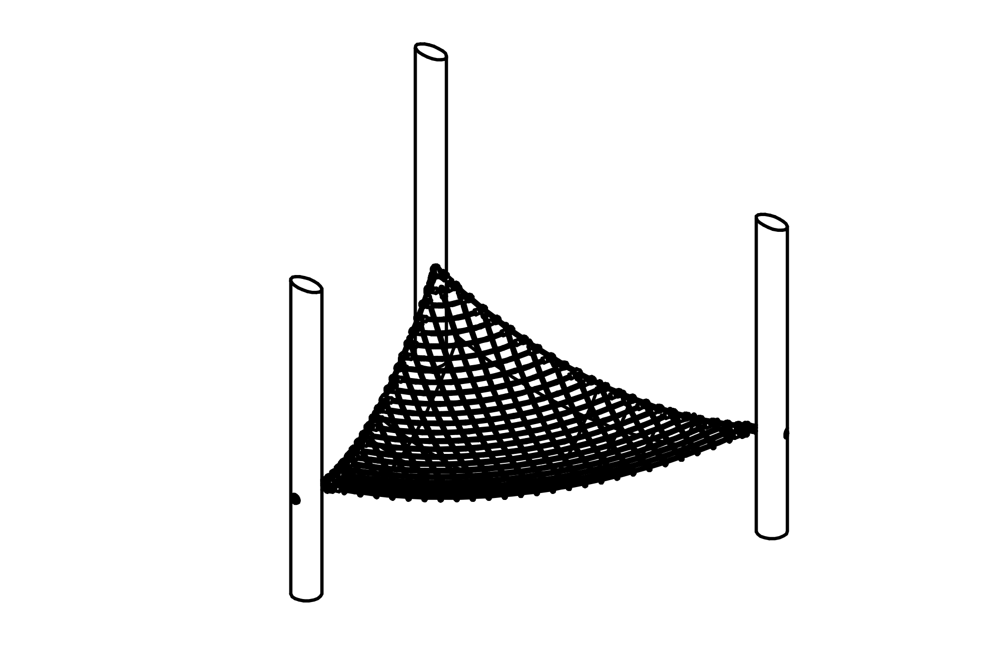 Horizontal triangular net, fine meshed