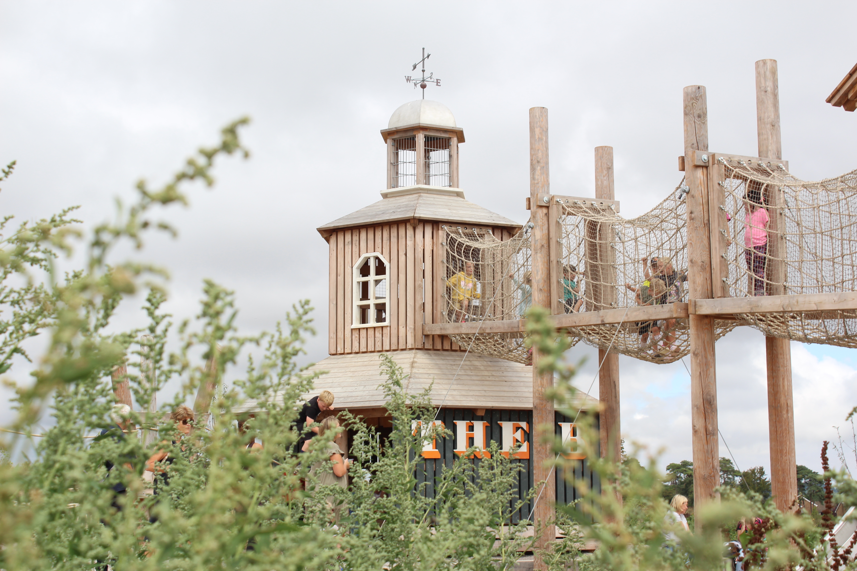 Play Equipment including tower and rope bridge 